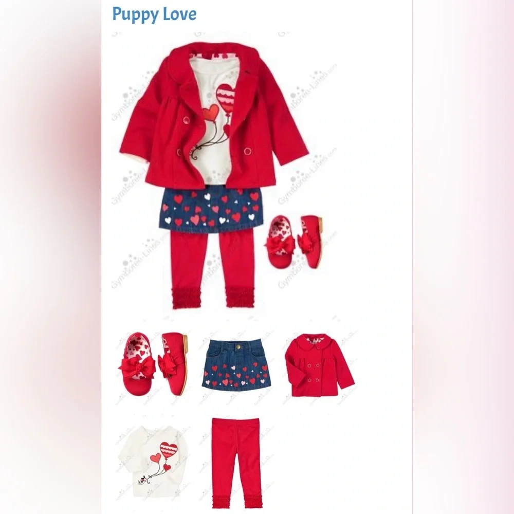 Gymboree 2014 Valentines Puppy Love Denim Hearts Skirt Size 18-24 months